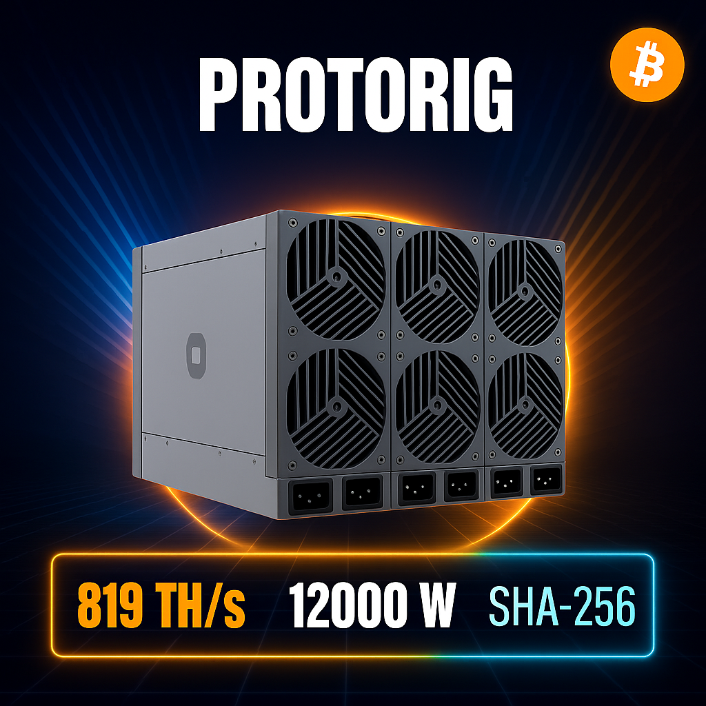 Proto Rig BTC Miner mit 819 TH/s