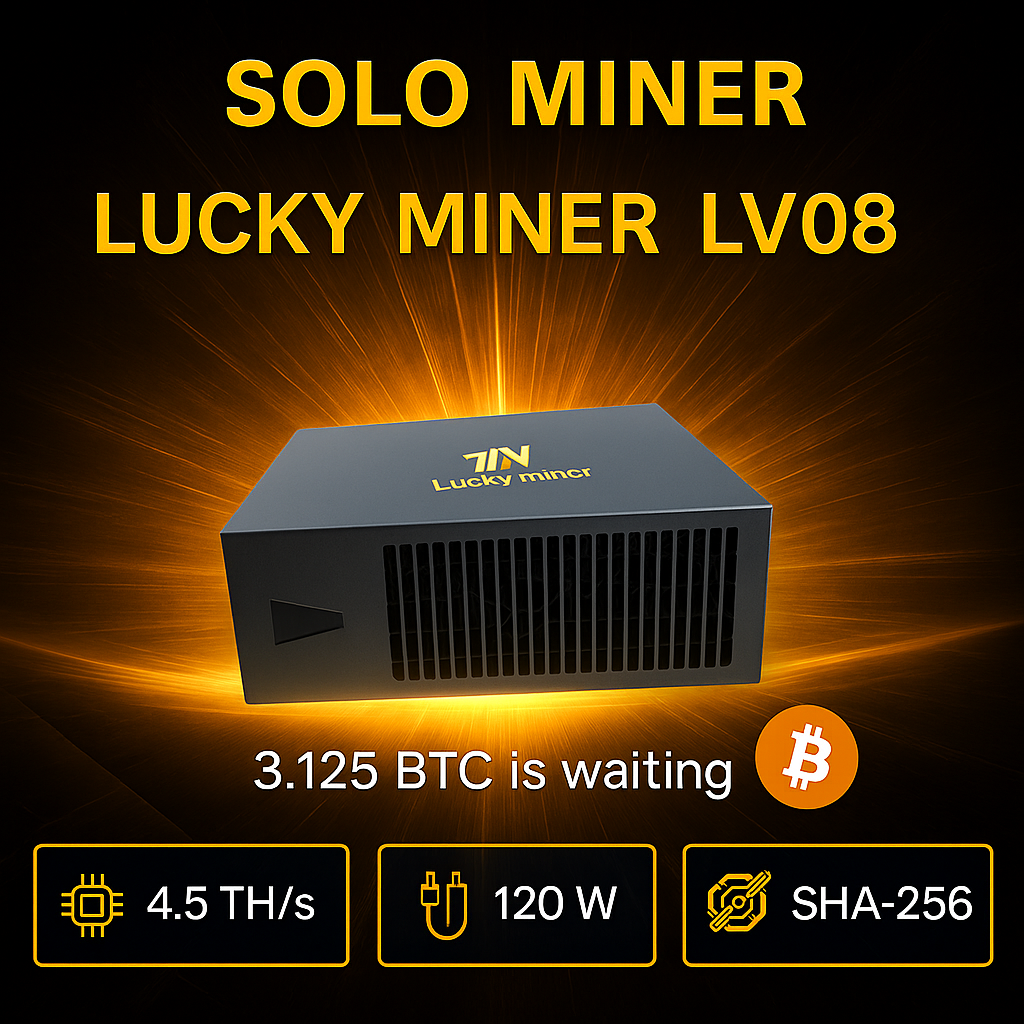 Lucky Miner LV08 BTC Solo Miner mit 4.5TH/s