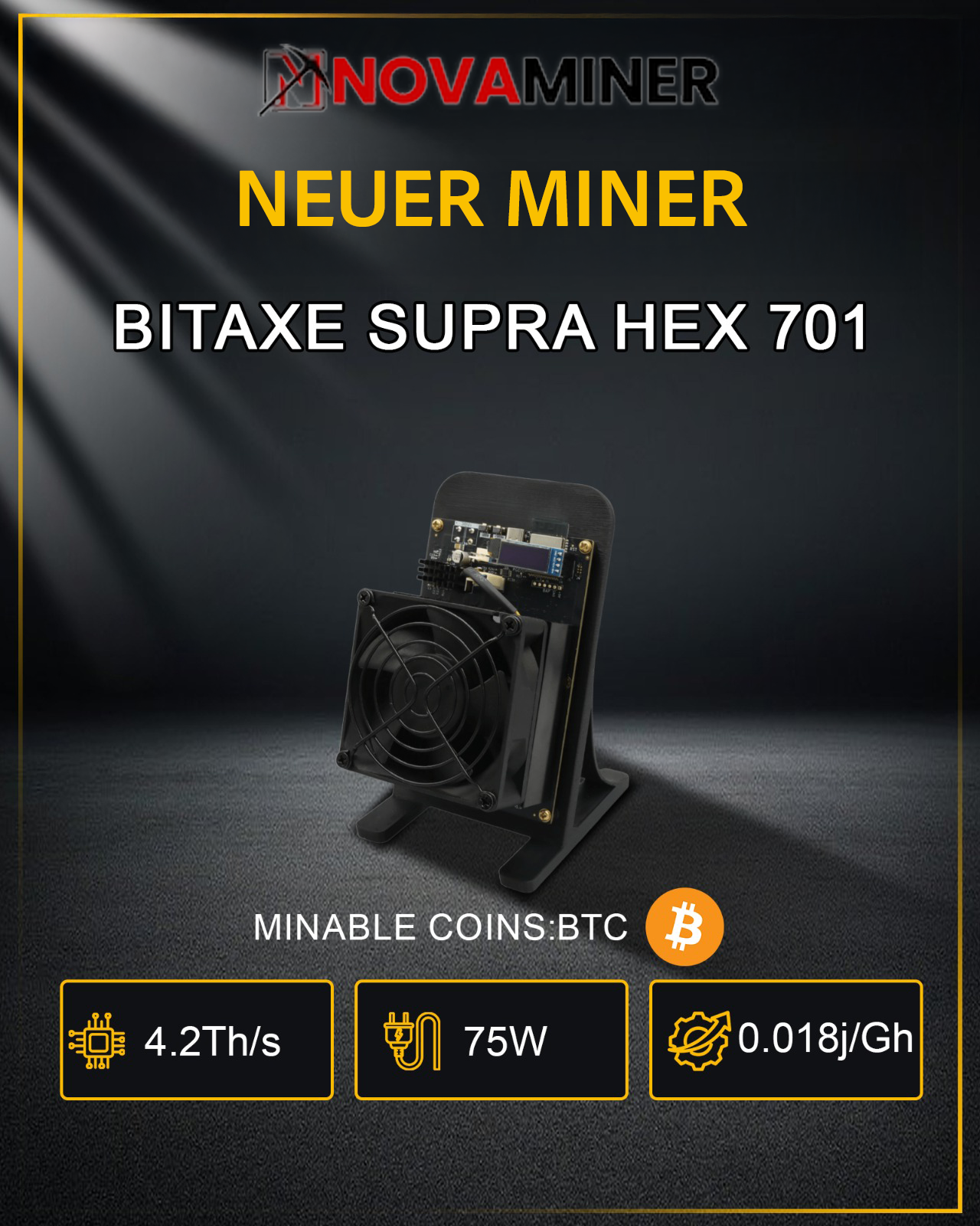 Bitaxe Supra HEX 701 BTC Miner mit 4.2TH/s